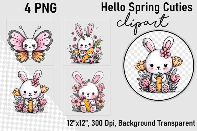 Hello spring cuties clipart