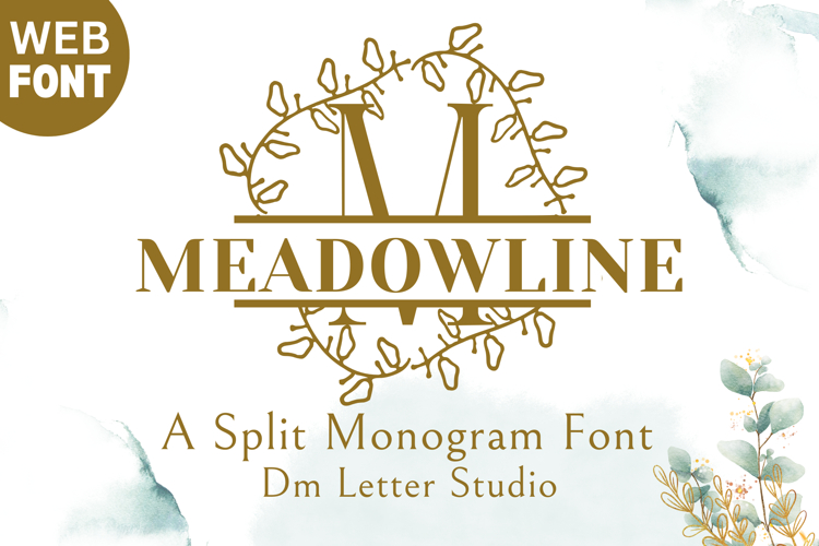 MeadowLine Split Monogram - Elegant Split Serif Font