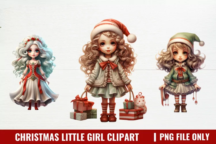 Christmas Little Girl Clipart Sublimation