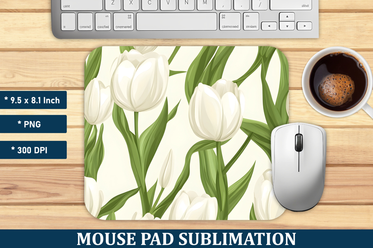 Tulip Flower Pattern Mouse Pad | Mouse Pad Sublimation