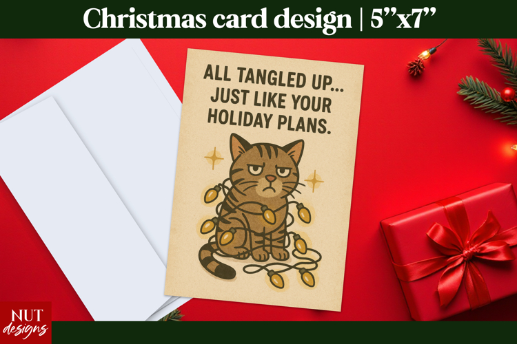 Vintage Christmas Cards Funny Cat Christmas Card Design