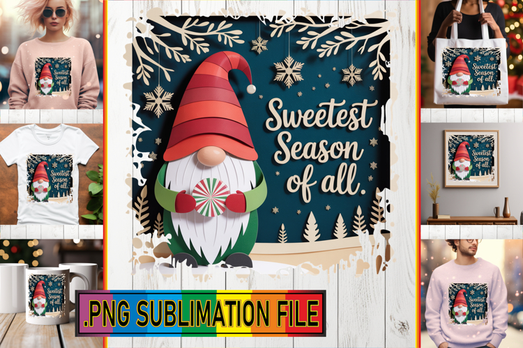 Radiant PNG TSHIRT Art, Holiday Gnome