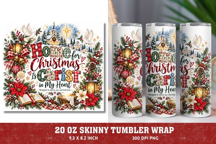 Praise the Lord 20oz Tumbler Wrap, Christian Christmas Nativ example image 1