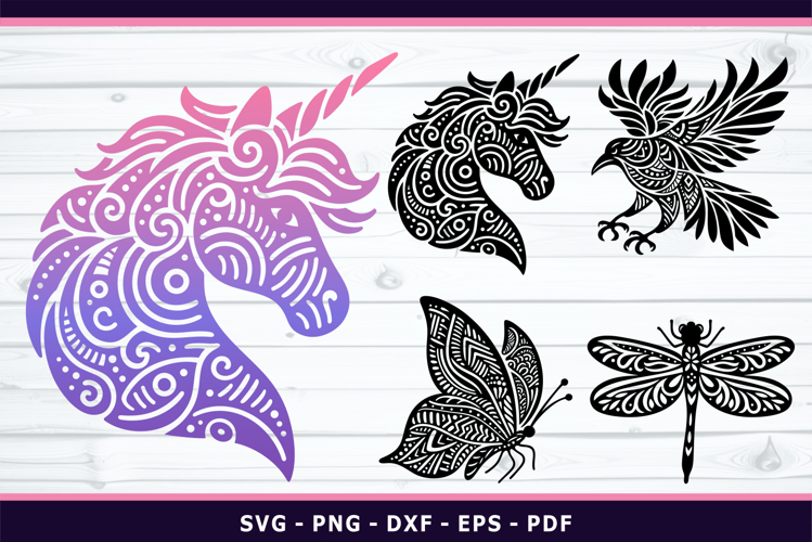 Animal Mandala SVG, Zentangle Animals Sublimation designs