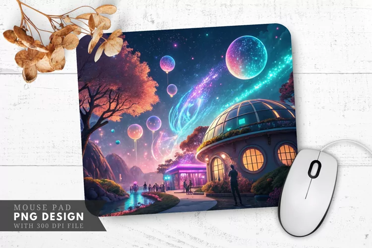Vibrant VR Illumination with Holographic Mouse Pad PNG
