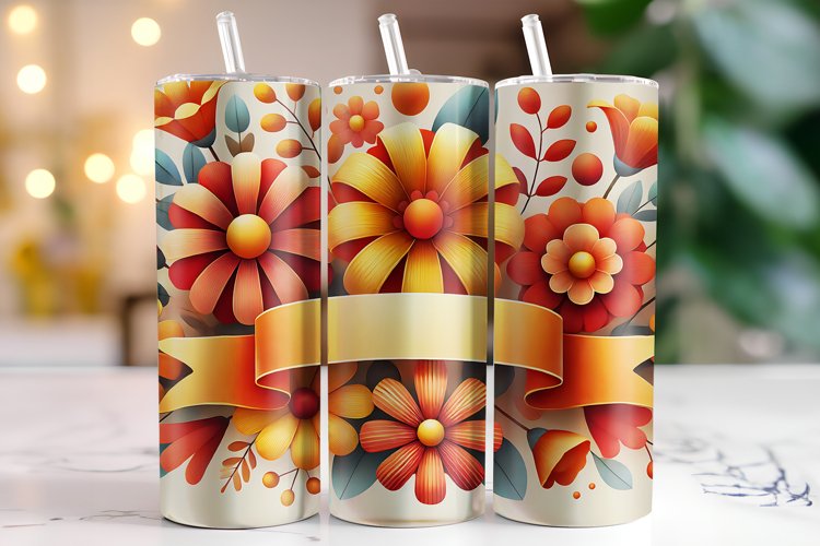 Flowers Tumbler Wrap | Sublimation example image 1