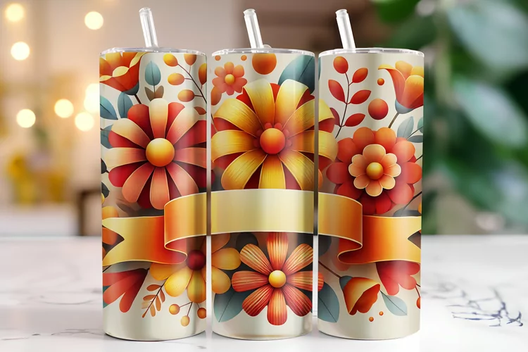 Flowers Tumbler Wrap | Sublimation