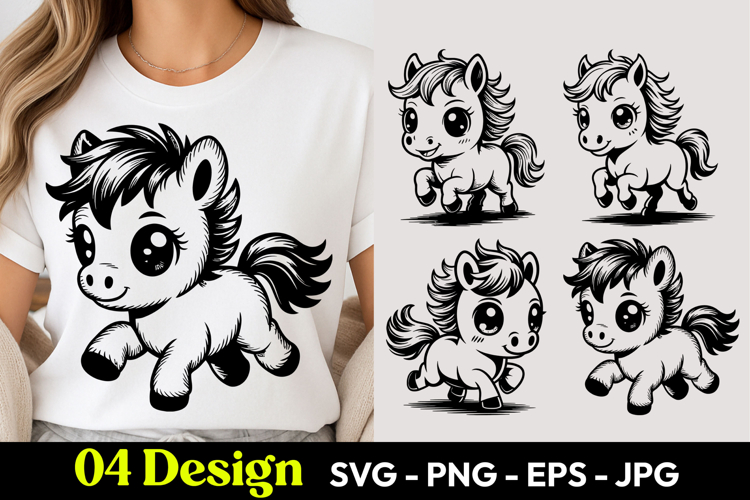 Kawaii Pony Cartoon SVG PNG