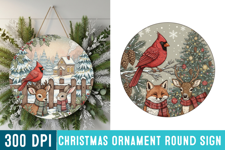 Christmas Ornaments Round Sign PNG, Christmas Round Sign PNG