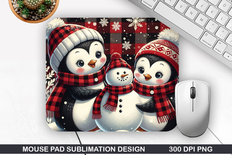 Penguin Mouse Pad Sublimation, Christmas Mouse Pad PNG