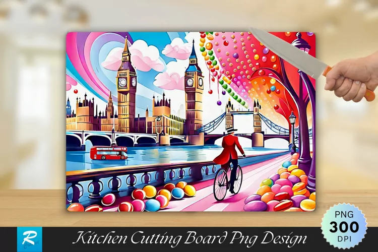 London Painting Cutting Board Sublimation Design