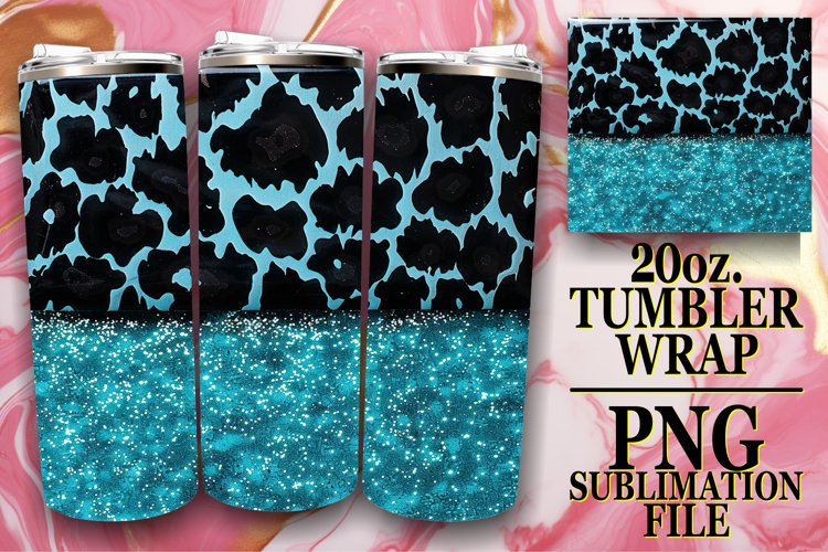 Floral Leopard Print Tumbler Wrap - Glittery Edition
