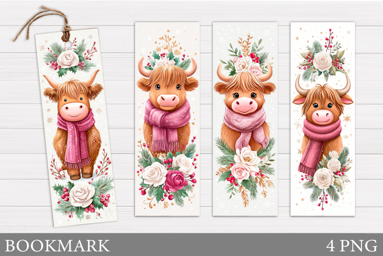 Christmas Cow Bookmark. Christmas Bookmark Printable