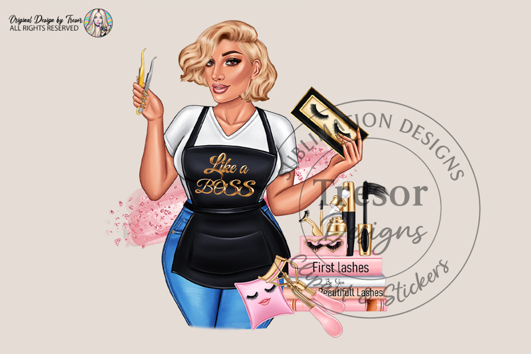 Boss Babe Lash Artist Blonde Woman PNG Sublimation Design