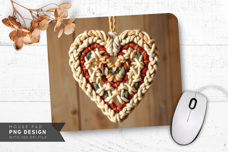 Macrame Heart Mouse Pad PNG Design example image 1