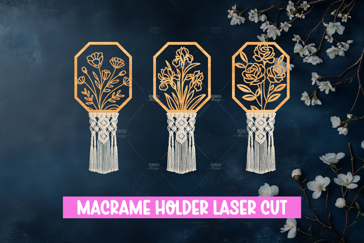 Floral Macrame Holder Laser cut, Home decor Laser Cut