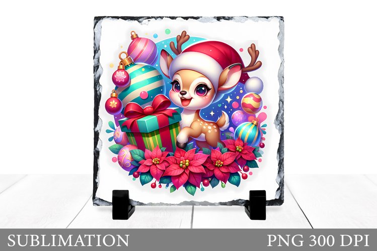 Christmas Deer Sublimation. Christmas Deer Slate Design example image 1
