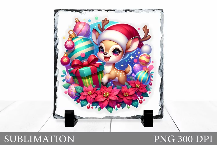 Christmas Deer Sublimation. Christmas Deer Slate Design