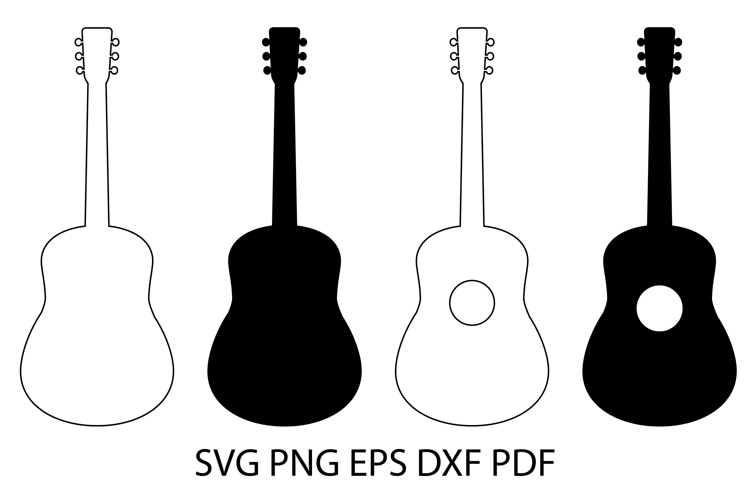 Acoustic guitar diagram, Silhouette, vector graphic design,