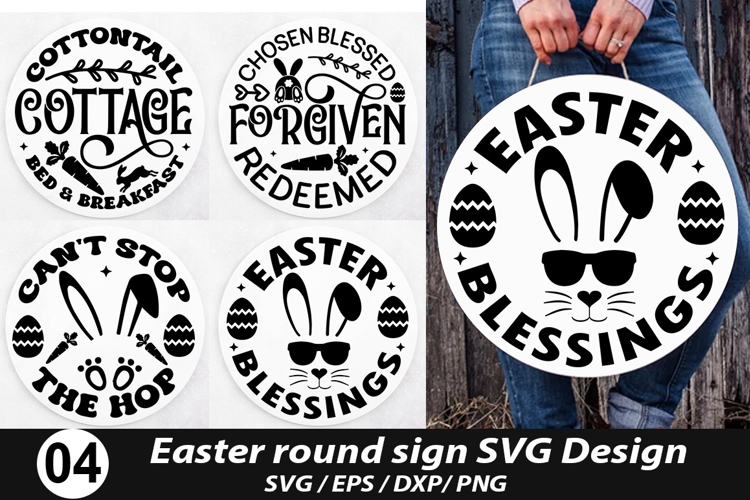 Easter Round Sign SVG Design - Cottontail cottage bed & brea