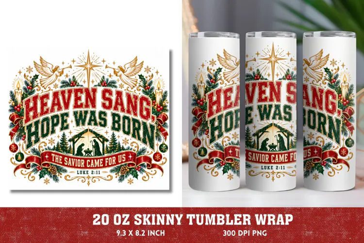 Peace Joy Grace Jesus Tumbler Wrap, Christian Christmas 20oz
