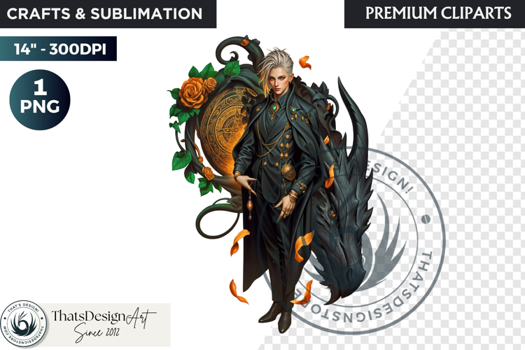 Fantasy Dragon wizard clipart, sorcerer, spellcaster, mage