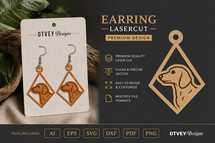 Dog Earring Laser Cut SVG| Cute Jewelry Design example image 1