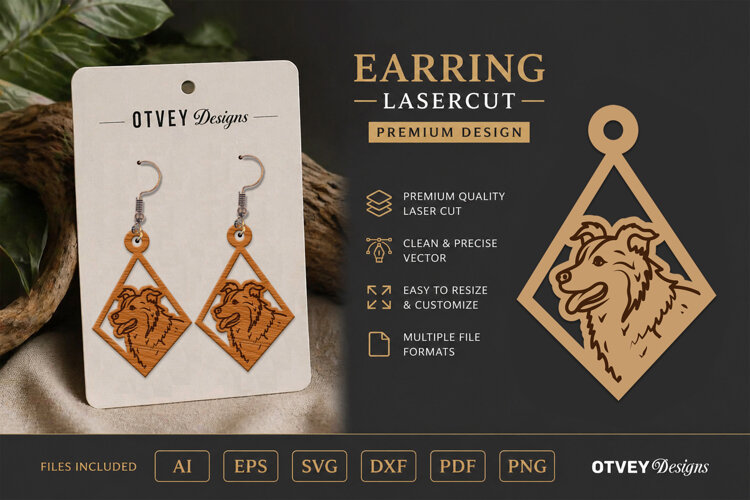 Dog Earring Laser Cut SVG| Cute Jewelry Design example image 1
