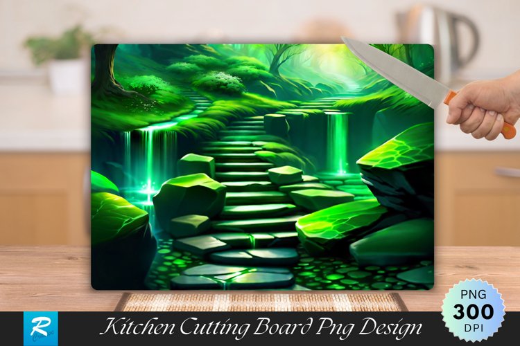 Green Stone Path Cutting Board Sublimation Design example image 1