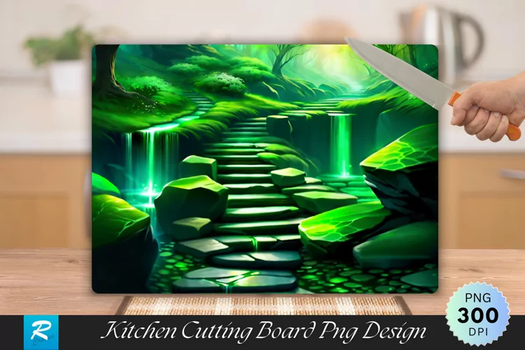 Green Stone Path Cutting Board Sublimation Design