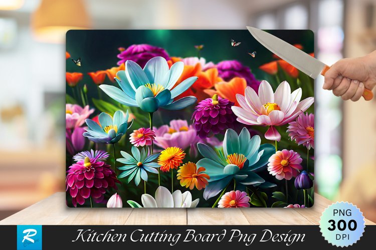 Beautiful Flowers Bloom Cutting Board Sublimation Design