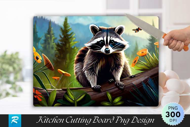 Racoon Background Cutting Board Sublimation Design example image 1