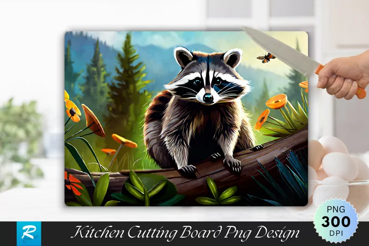 Racoon Background Cutting Board Sublimation Design