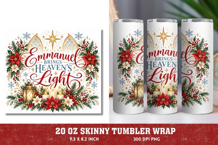 Christmas Memorial 20oz Tumbler Wrap, Christian Christmas Re example image 1