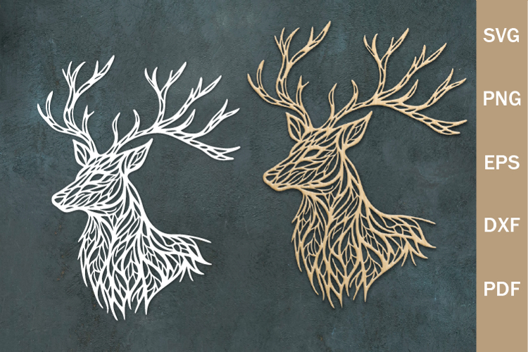 Deer Head SVG PNG, Deer antlers, Cricut, Silhouette cut file
