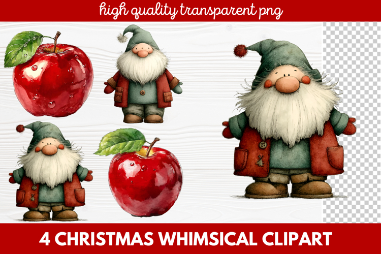 4 Whimsical Christmas Clipart featuring cute holiday charact
