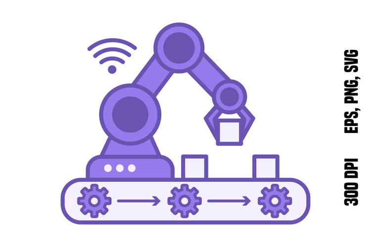 Purple Automated Conveyor Belt Icon