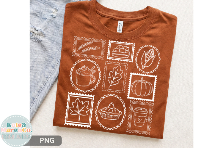 Fall Postage Stamp PNG | Autumn PNG | Retro Fall PNG