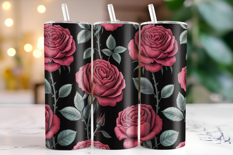 Rose Flowers Tumbler Wrap | Sublimation | Tumblers