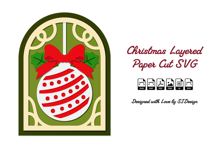 Christmas Layered Paper Cut SVG - 3D Holiday Papercraft