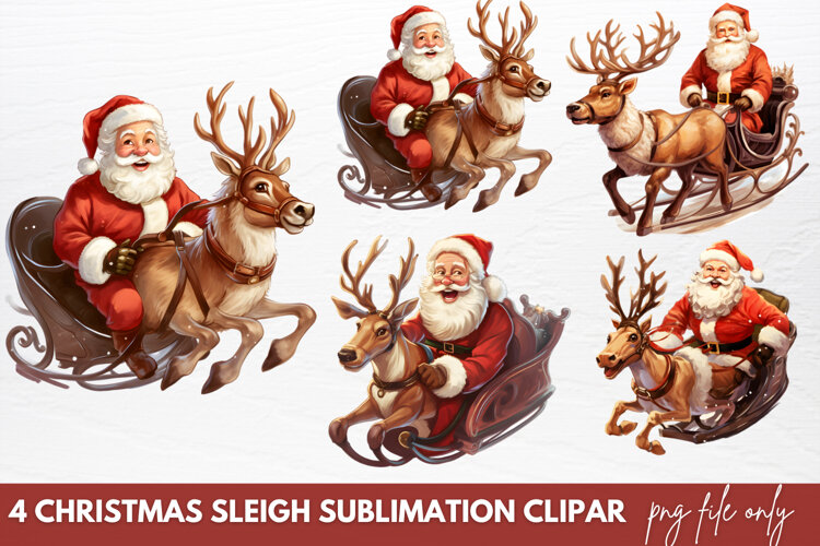 Christmas Sleigh Sublimation Clipart Christmas Sleigh example image 1