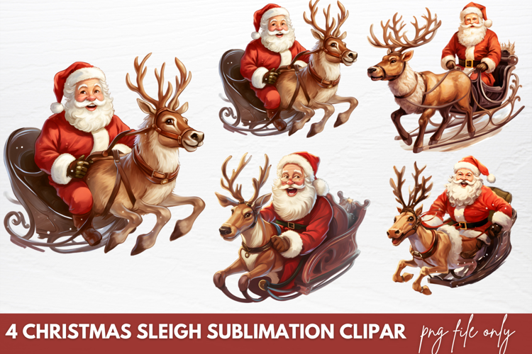 Christmas Sleigh Sublimation Clipart Christmas Sleigh