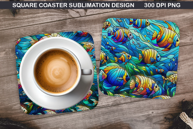 Fish Coaster Sublimation, Summer Coaster PNG Design