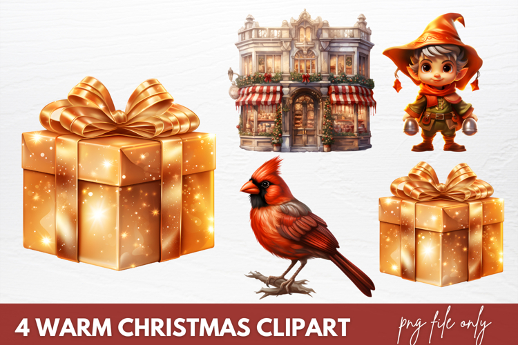 Watercolor Warm Christmas Sublimation Clipart