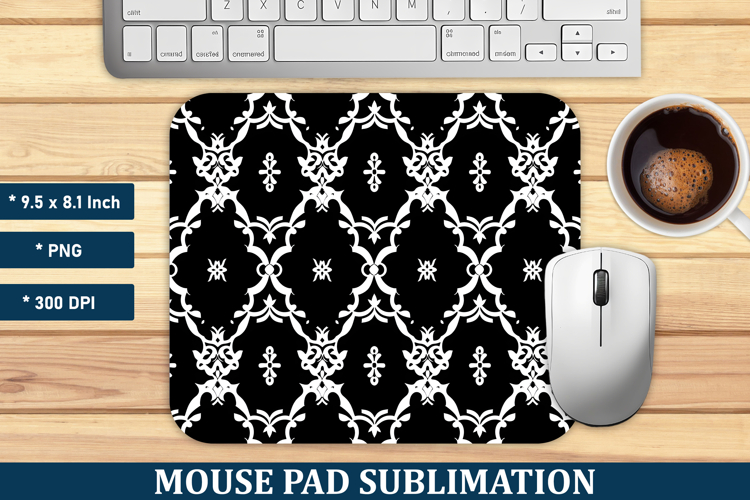 Black Moroccan Pattern Mouse Pad | Mouse Pad Sublimation