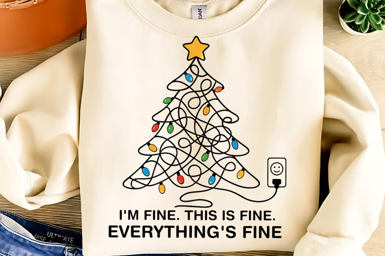 Funny Christmas Sublimation PNG, Im fine. this is fine PNG