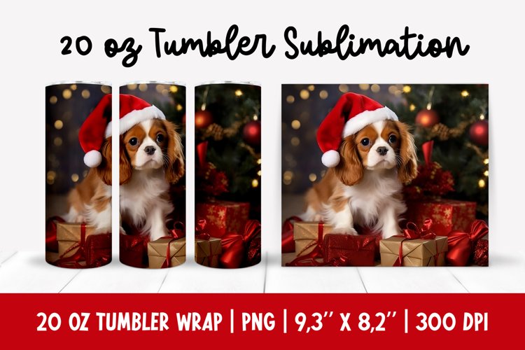 Christmas Cavalier King Charles Spaniel Tumbler Sublimation