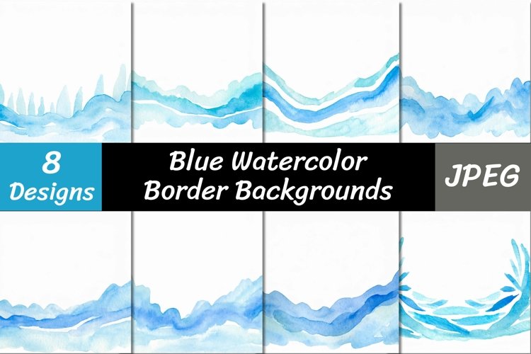 Blue Watercolor Painting Border Backgrounds example image 1