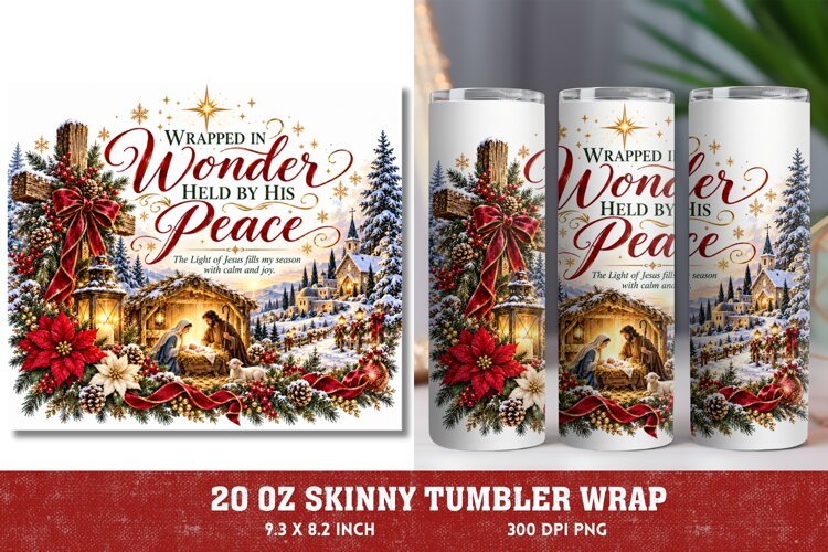 Christmas Peace 20oz Tumbler Wrap, Jesus Is Christmas Nativi example image 1