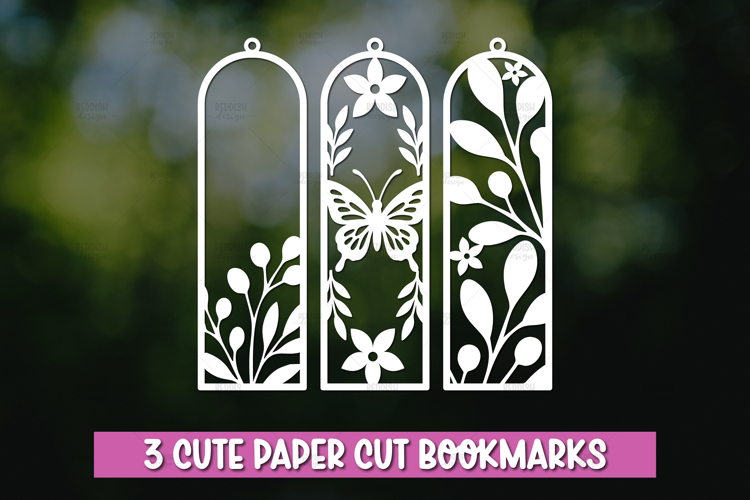 3 Floral Laser Cut Bookmarks SVG